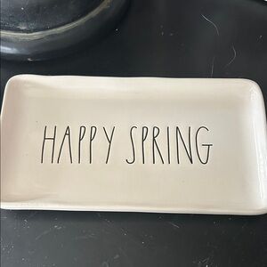 Rae Dunn White Ceramic 'HAPPY SPRING' Serving Tray